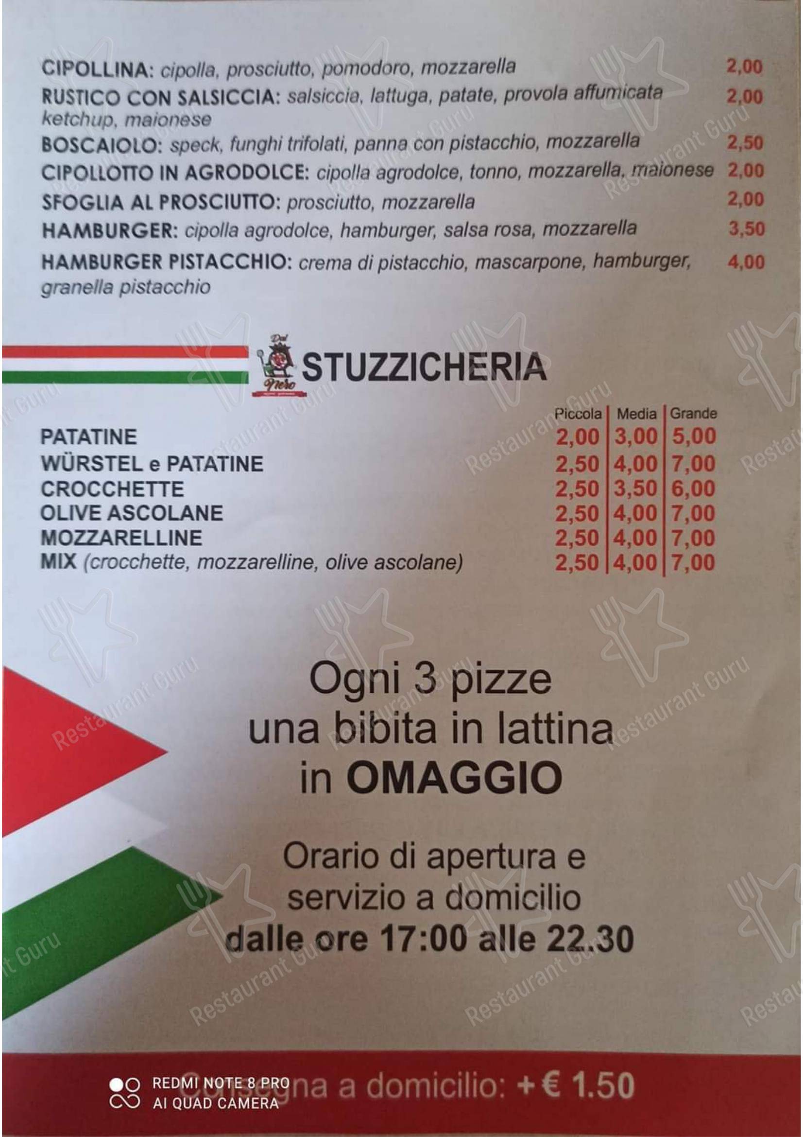 Menu di PIZZERIA GASTRONOMIA DAL NERO - Menu