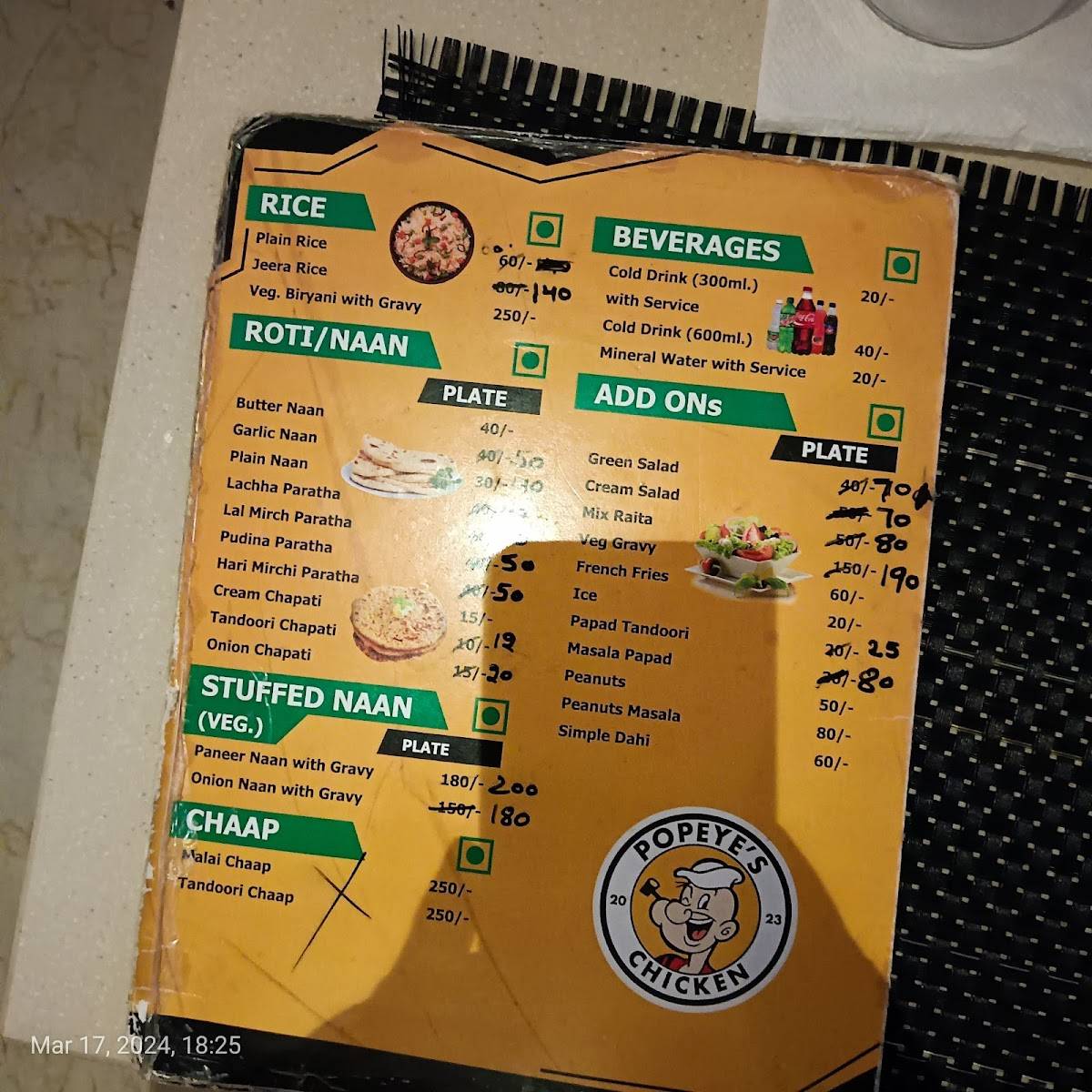 POPEYE’S CHICKEN menu