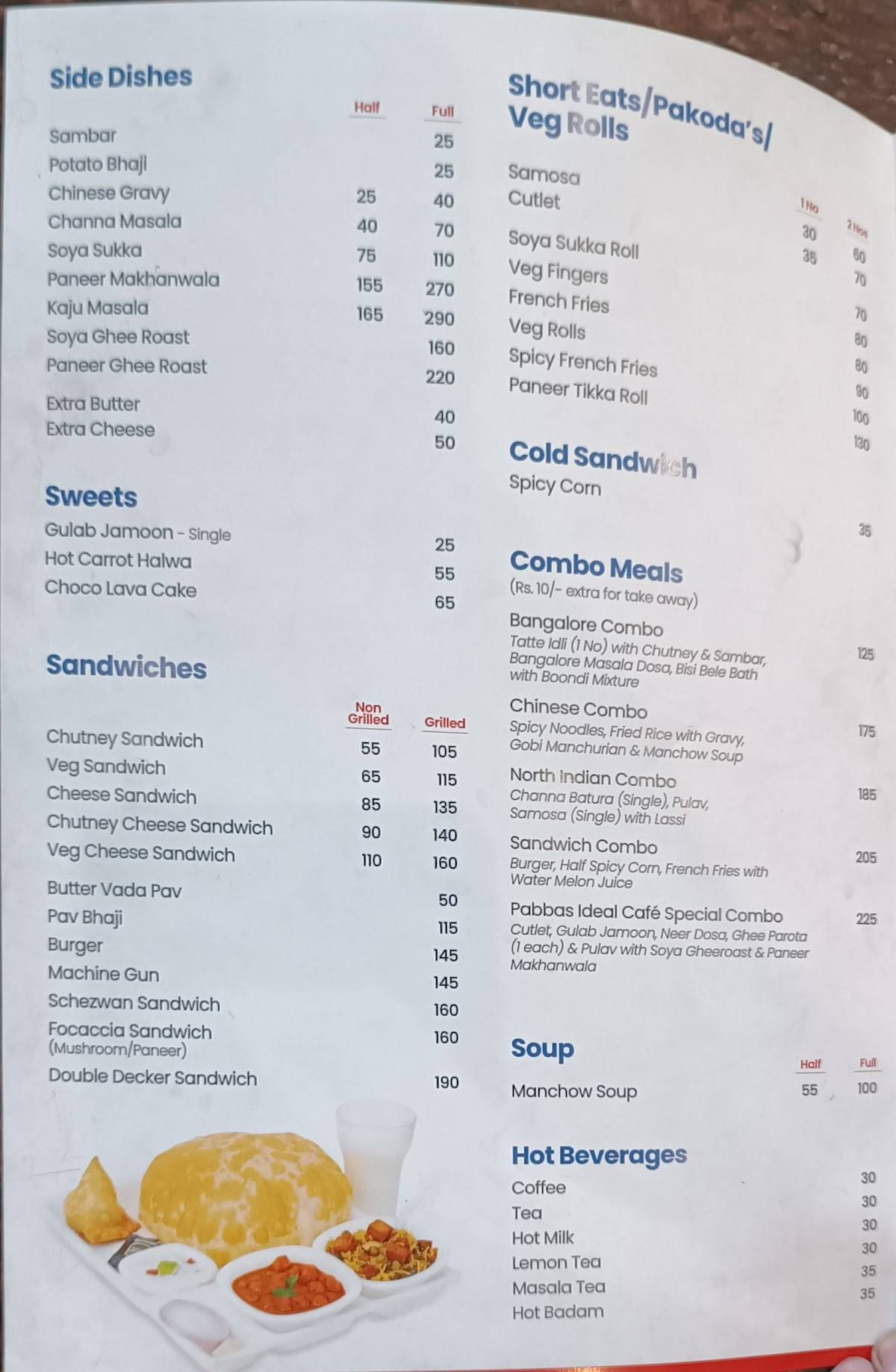 Pabbas Ideal Cafe, Bharat Mall menu