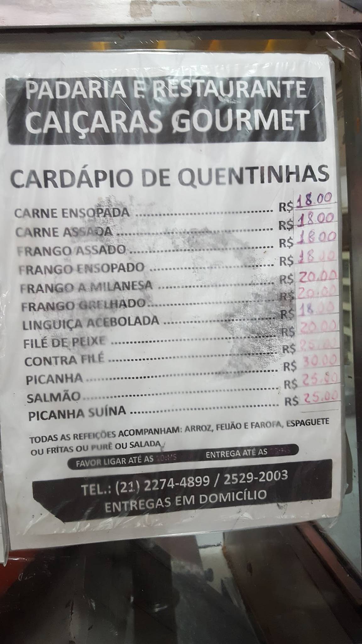Padaria e Confeitaria Caiçaras cardápio
