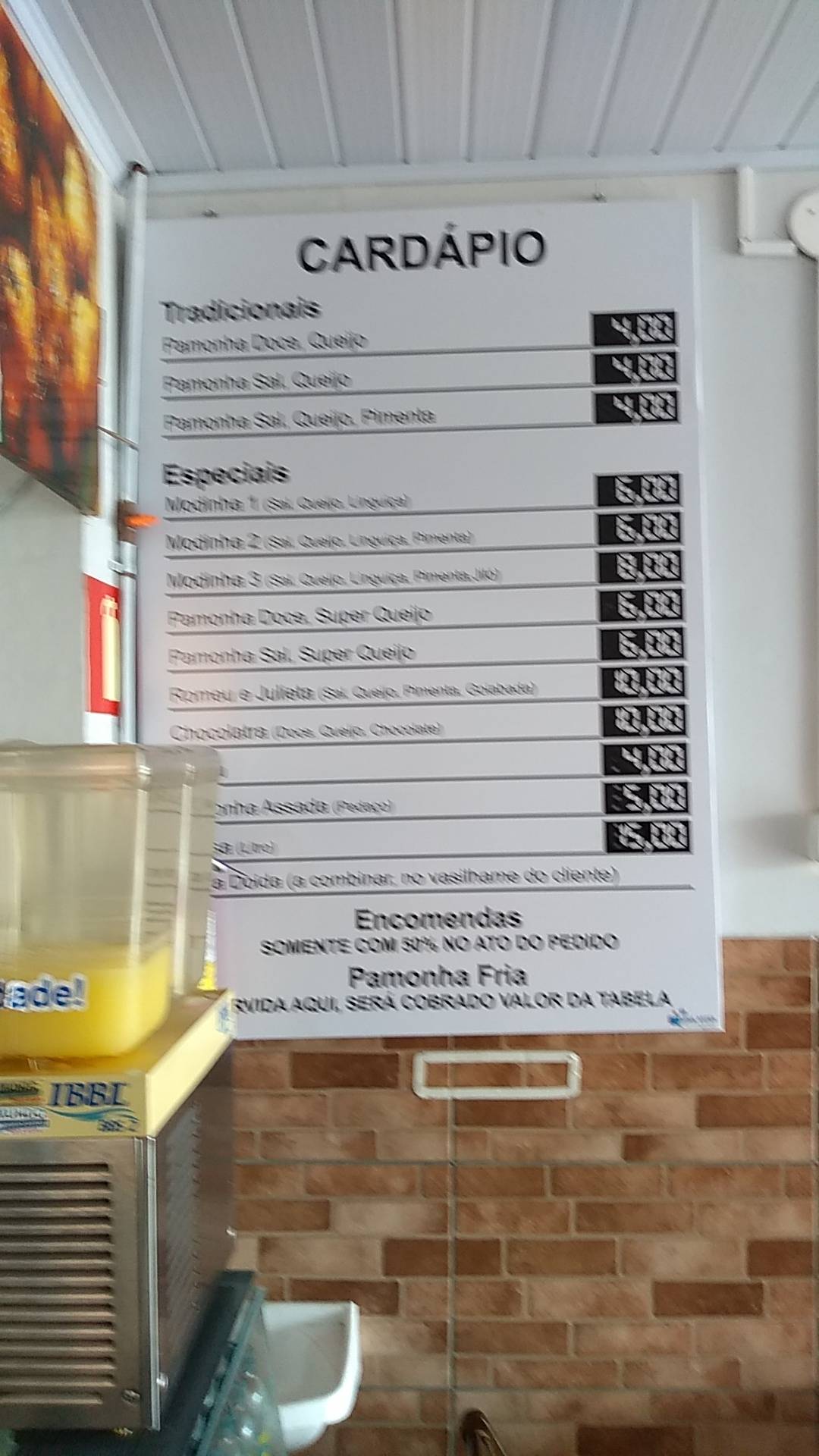 Pamonhas Pioneira cardápio