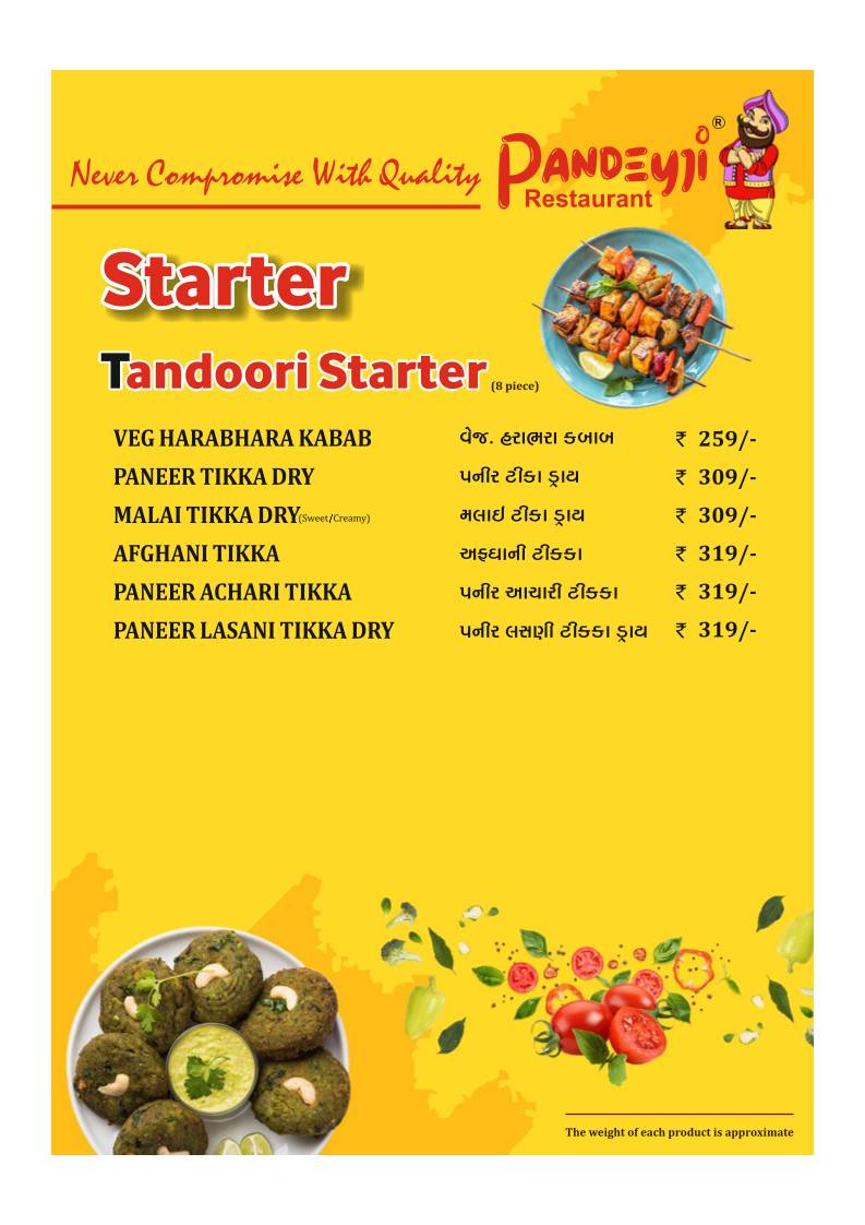Pandeyji Restaurant & Parcel Point menu