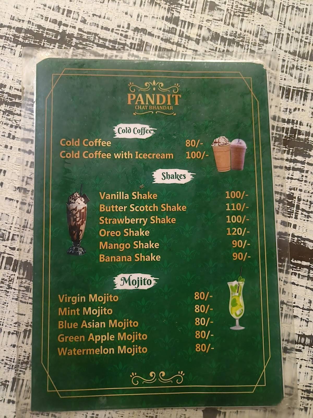 Pandit Chat Bhandar menu