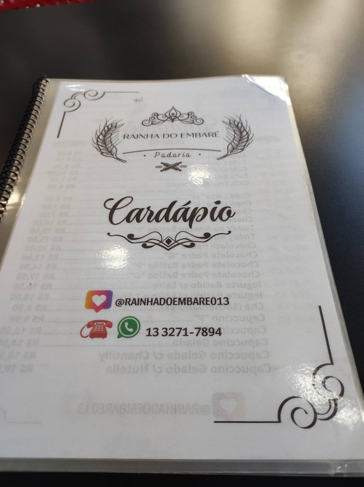 Panificadora Rainha do Embaré cardápio