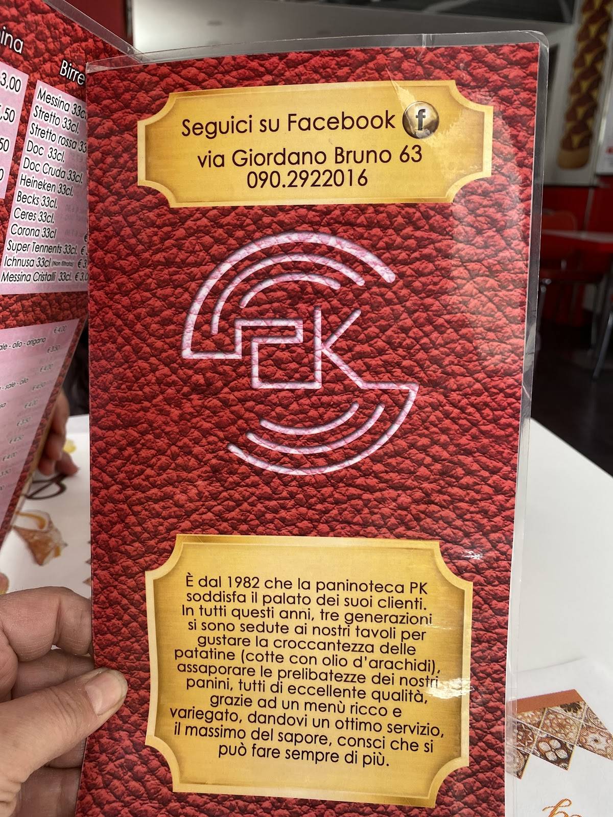 Menu di Paninoteka PK 1982 s.r.l. 