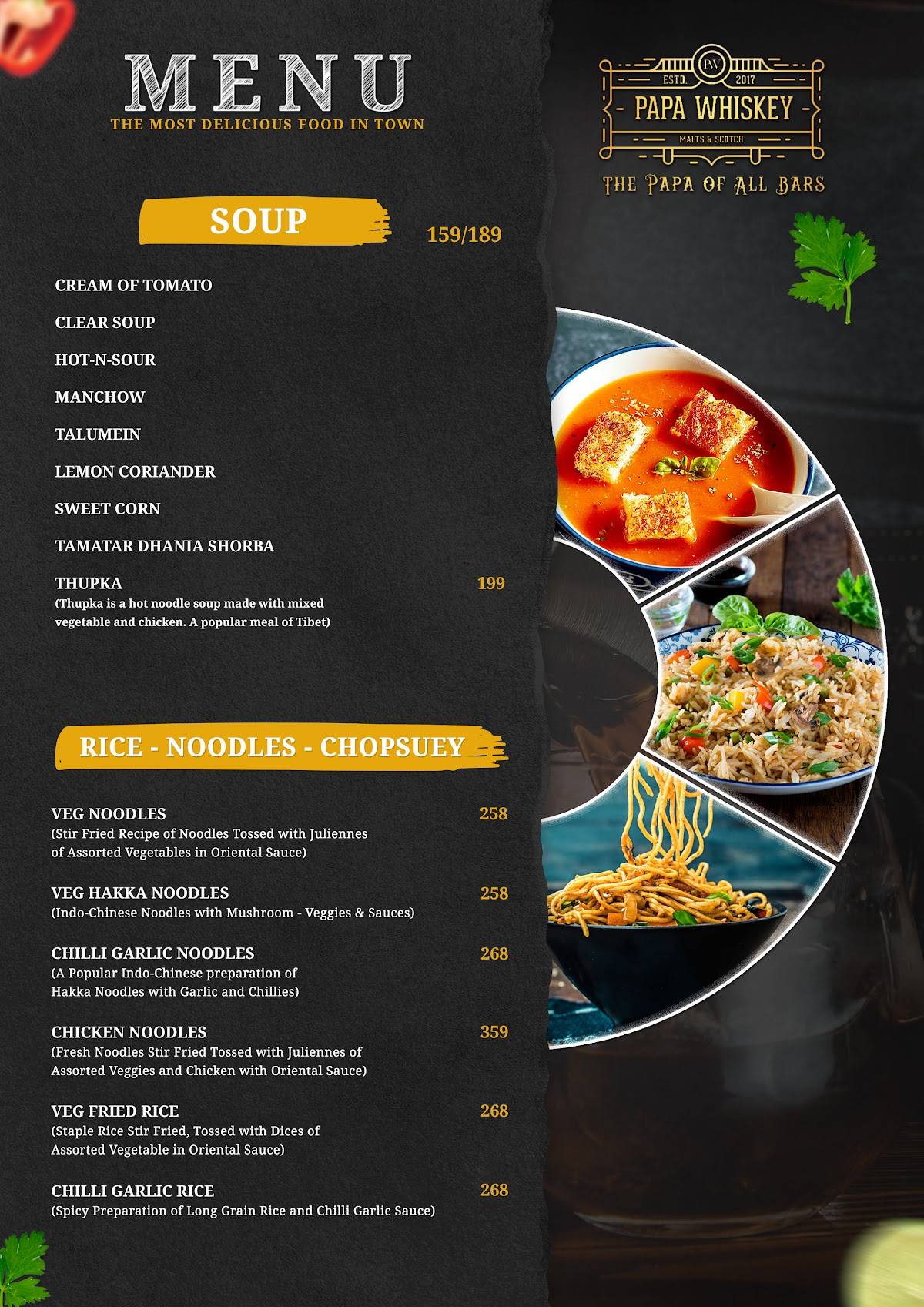Papa Whiskey Pathankot menu