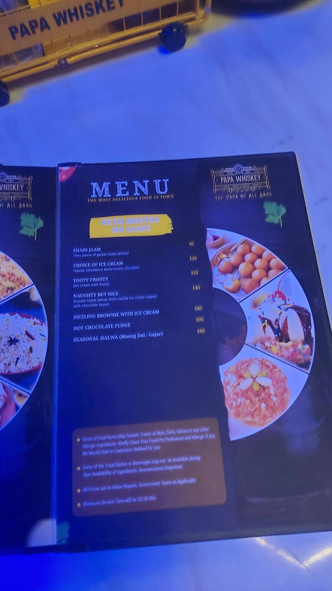 Papa Whiskey Pathankot menu