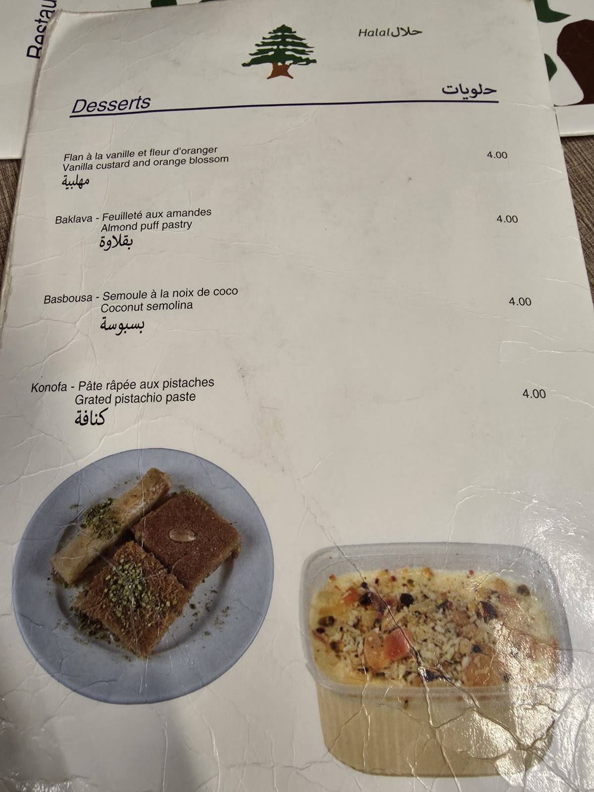Menu di Parfums de Beyrouth 