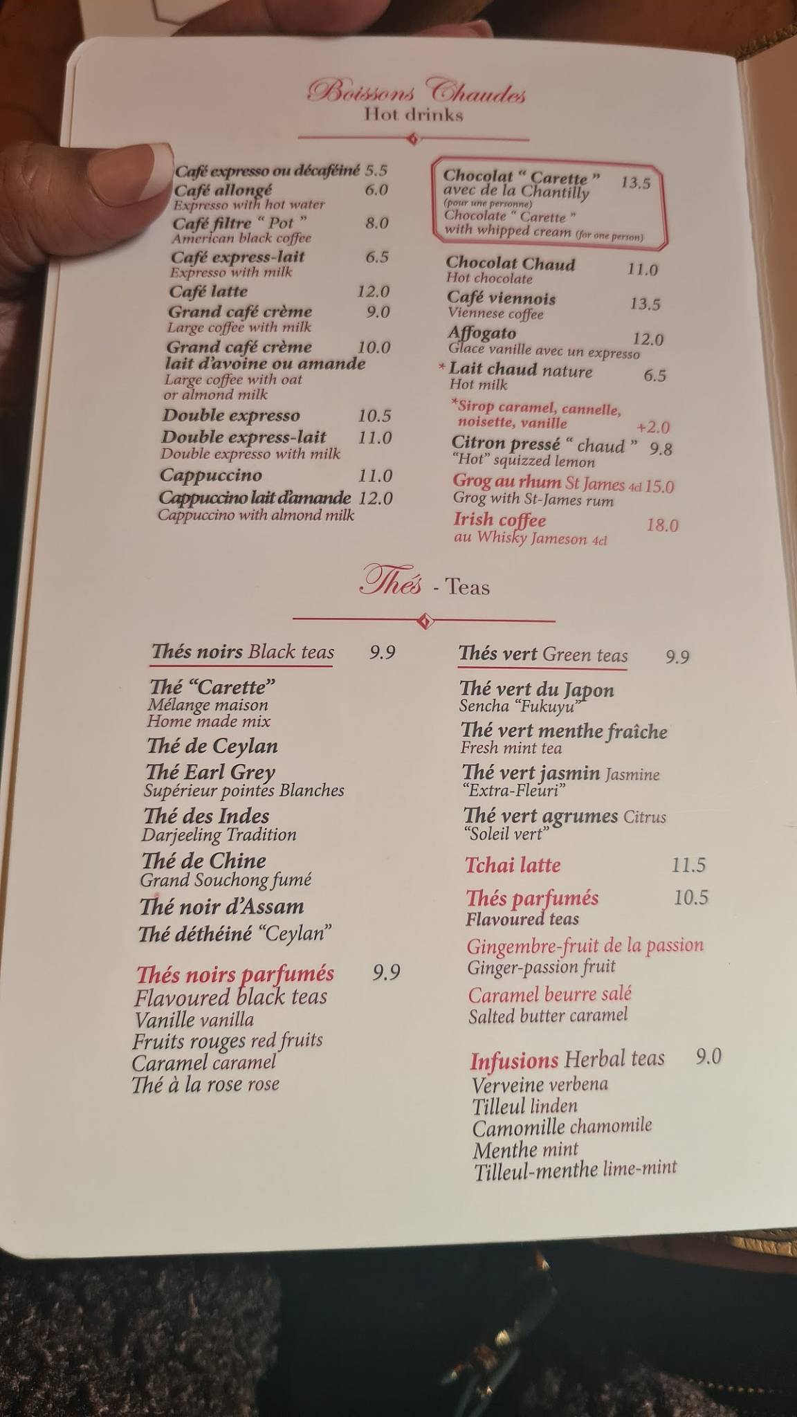 Menu de Carette