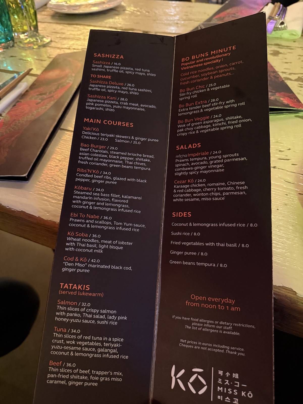 Menu de Miss Ko
