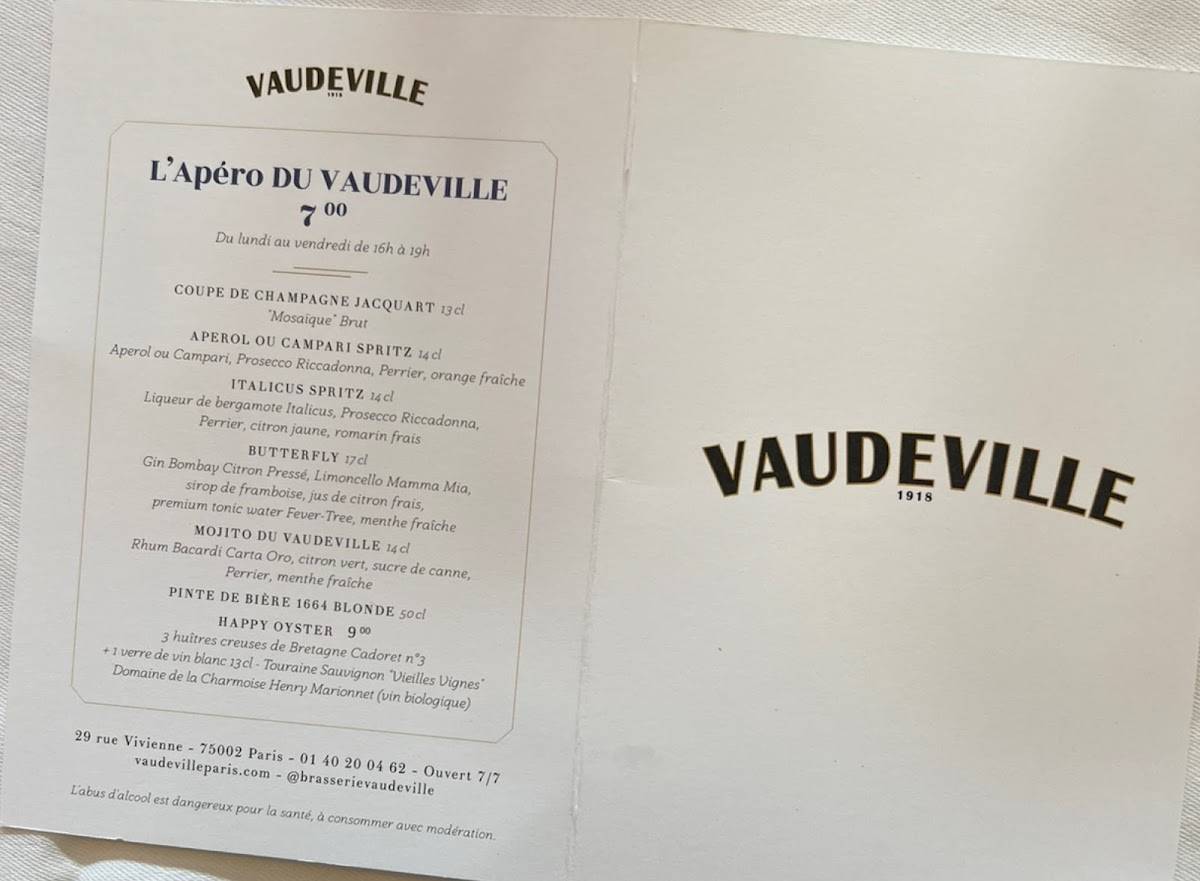 Menu de Vaudeville