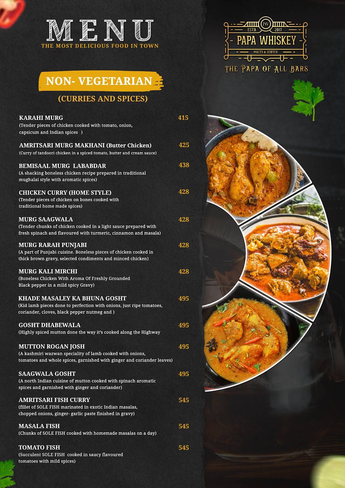 Papa Whiskey Pathankot menu