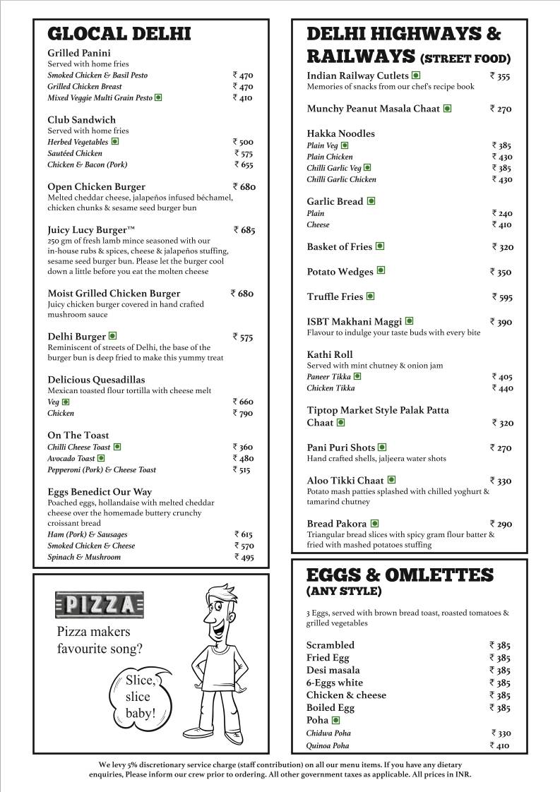 Cafe Delhi Heights menu