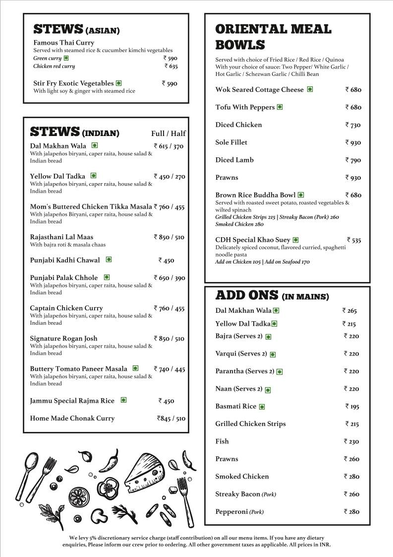 Cafe Delhi Heights menu