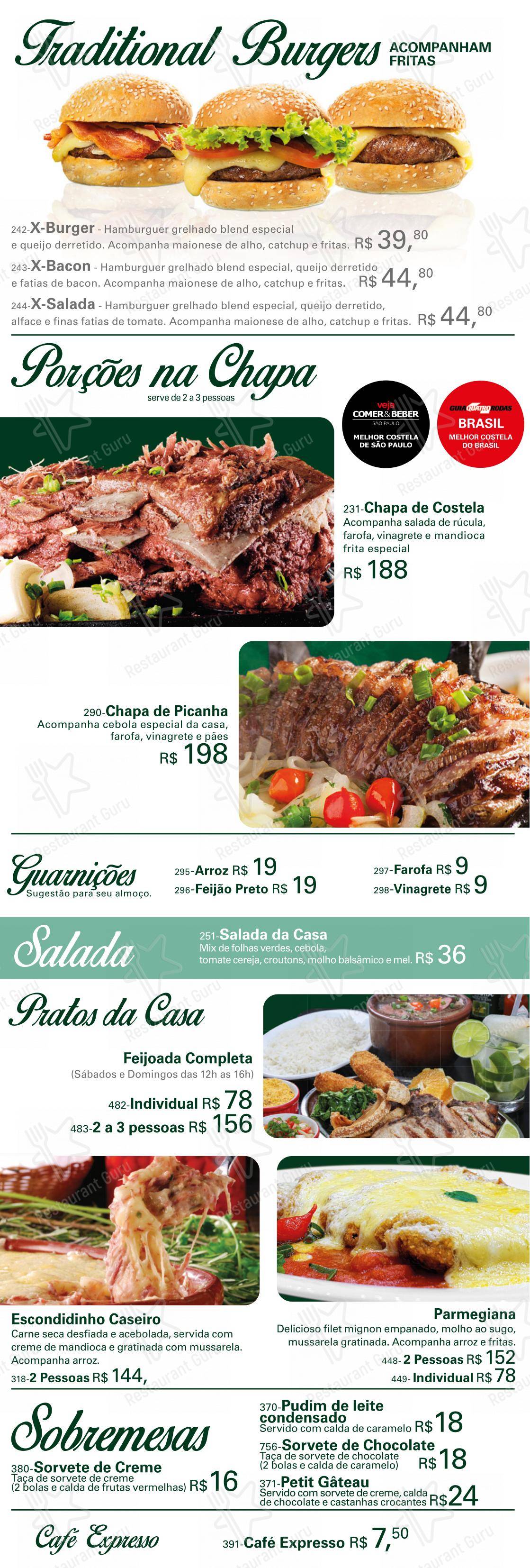 Menu para Cervejaria Patriarca pub & bar