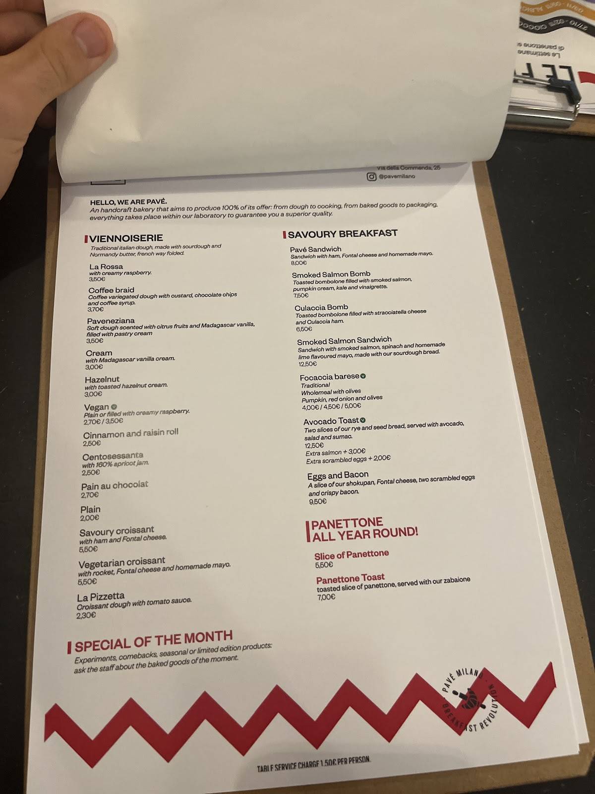 Menu di Pavé 