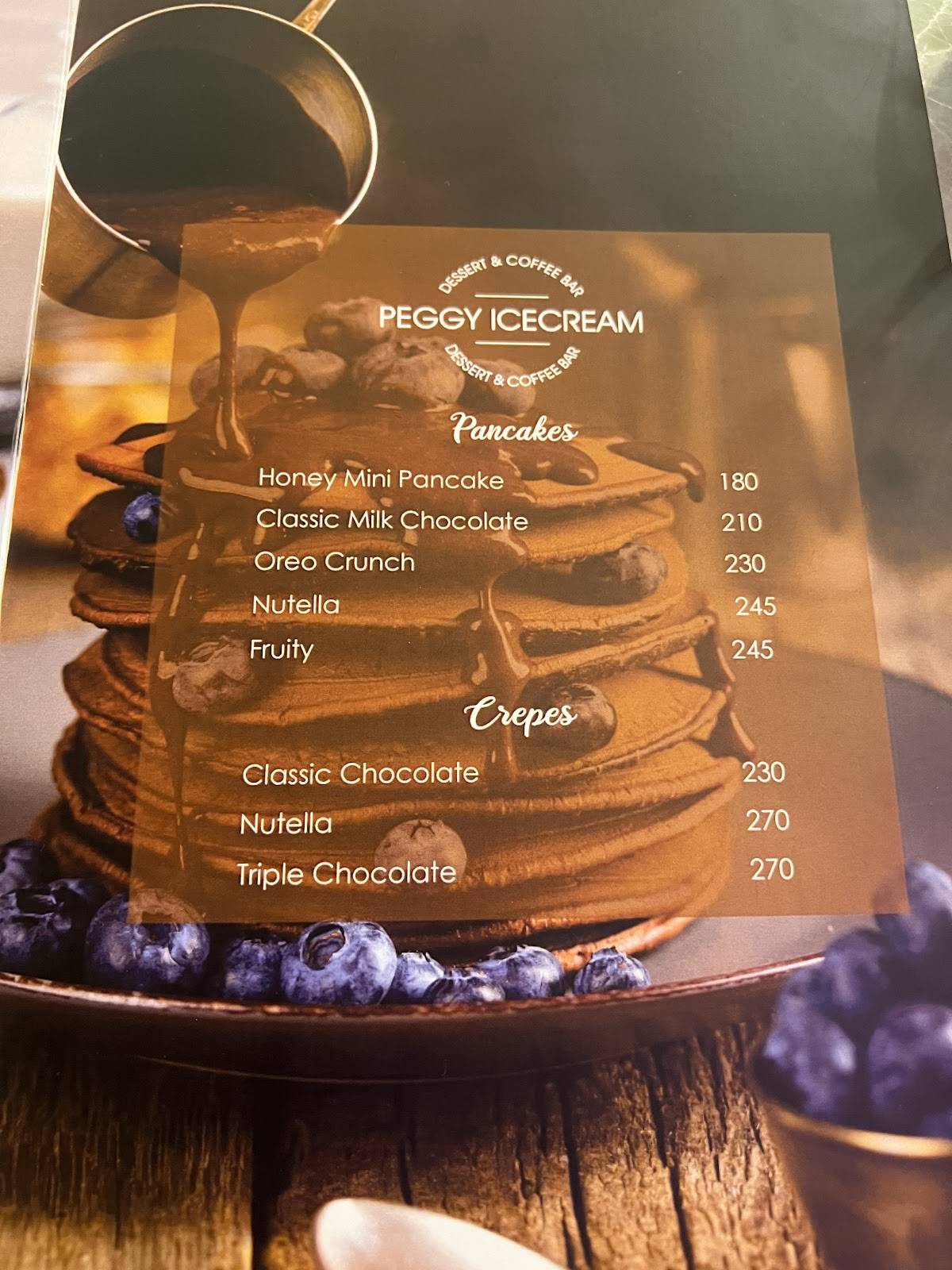 Peggy Icecream menu