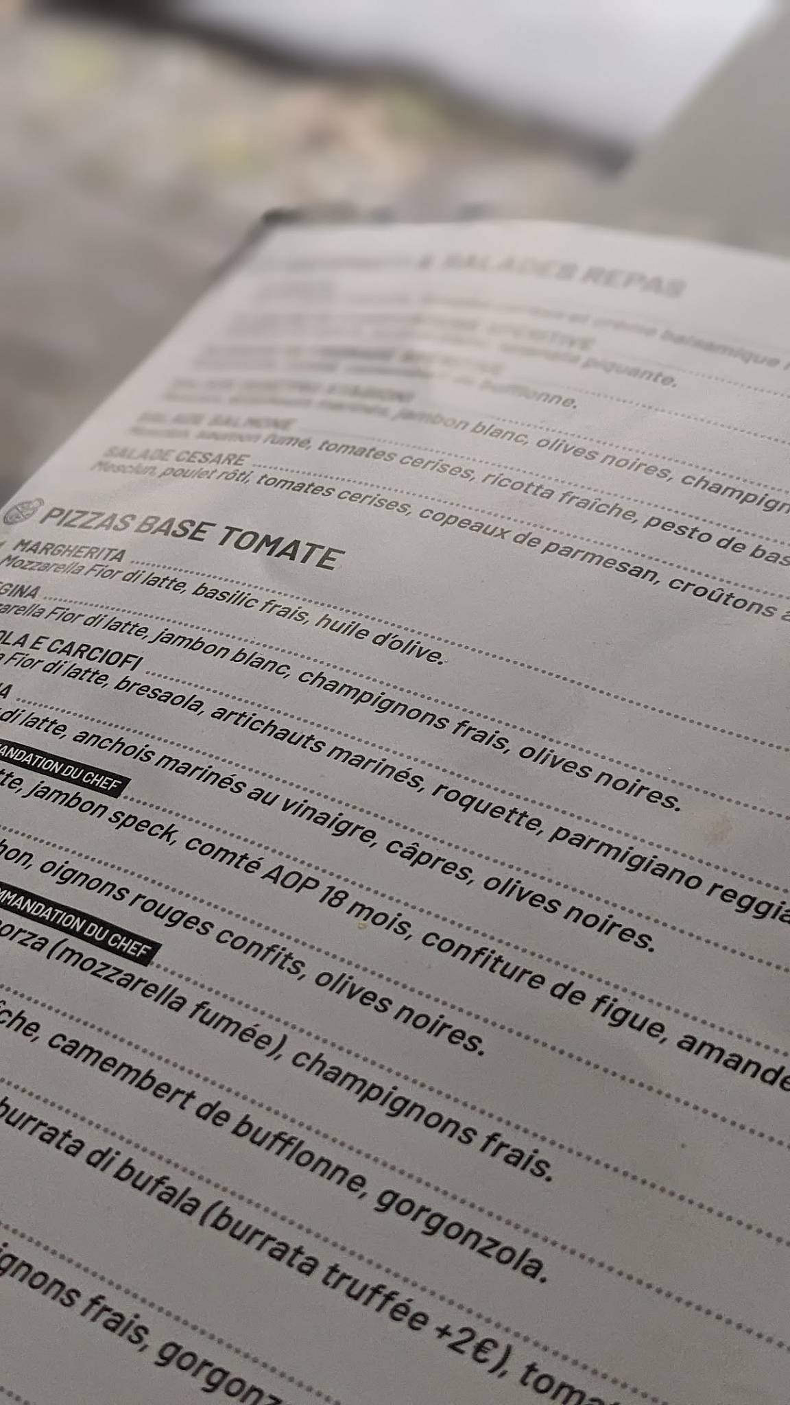 Menu de Pepelino pizza