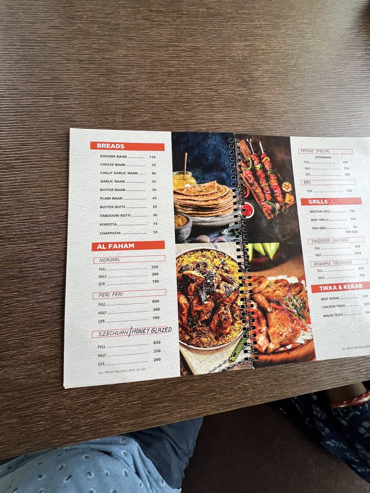 Pepino Restaurant & Caterers menu