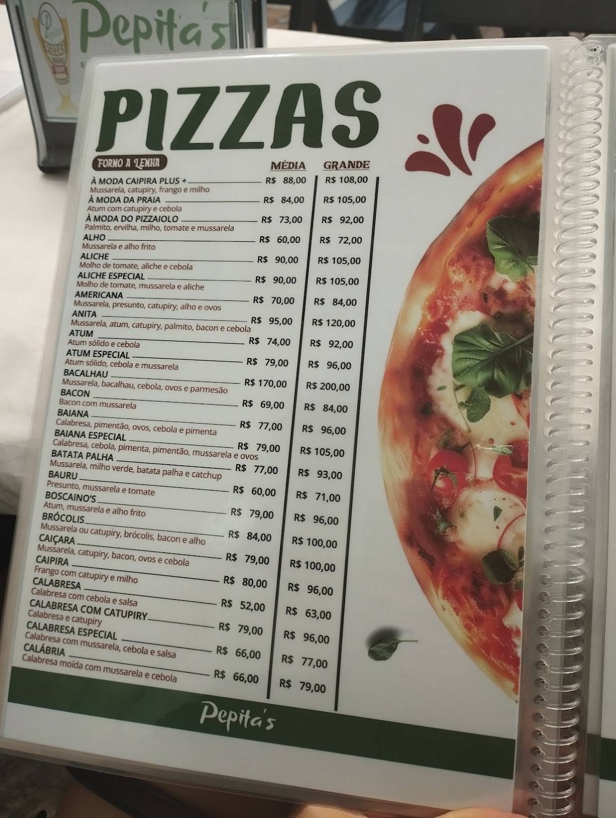 Pepita's Pizzas e Lanches cardápio