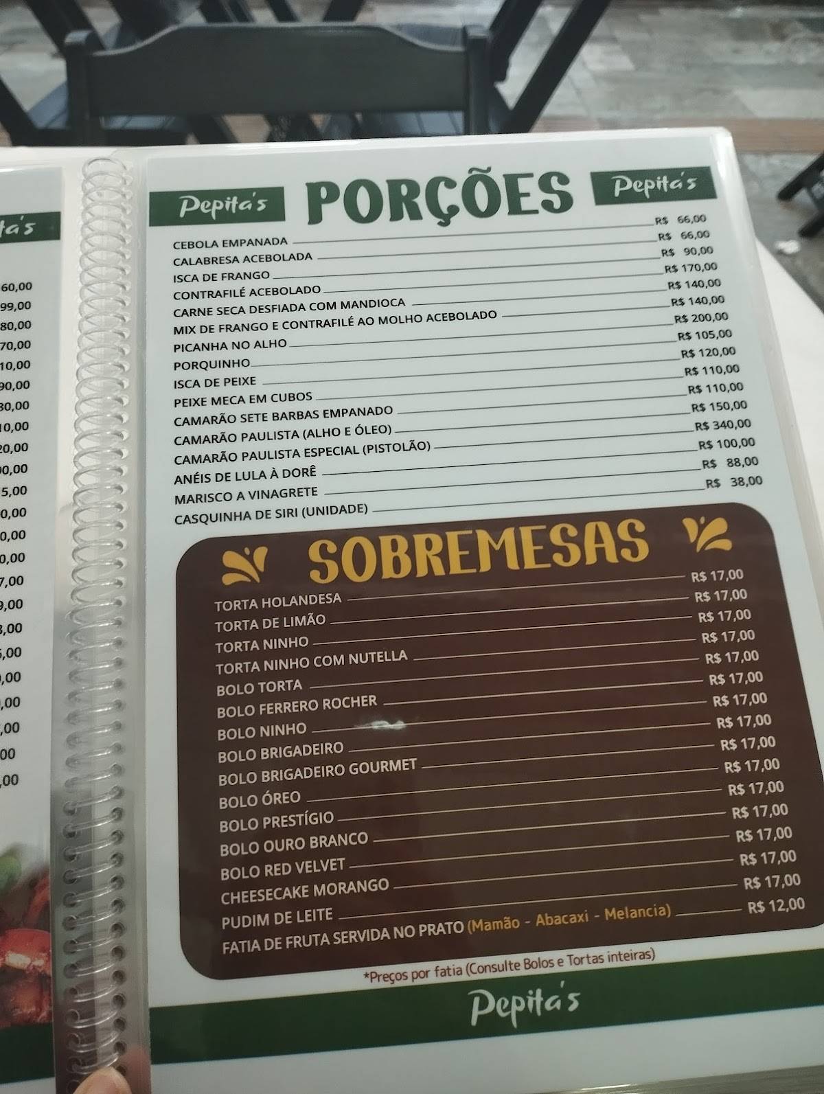 Pepita's Pizzas e Lanches cardápio