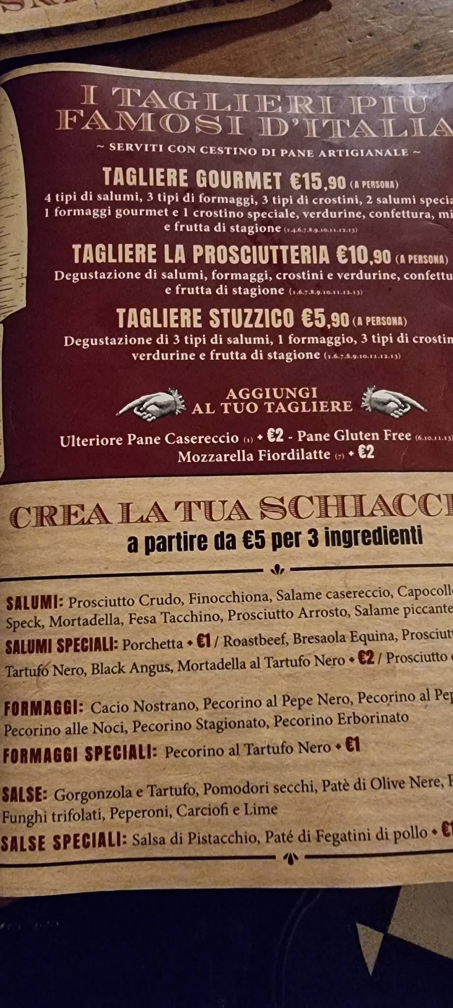 Menu di La Prosciutteria Perugia 