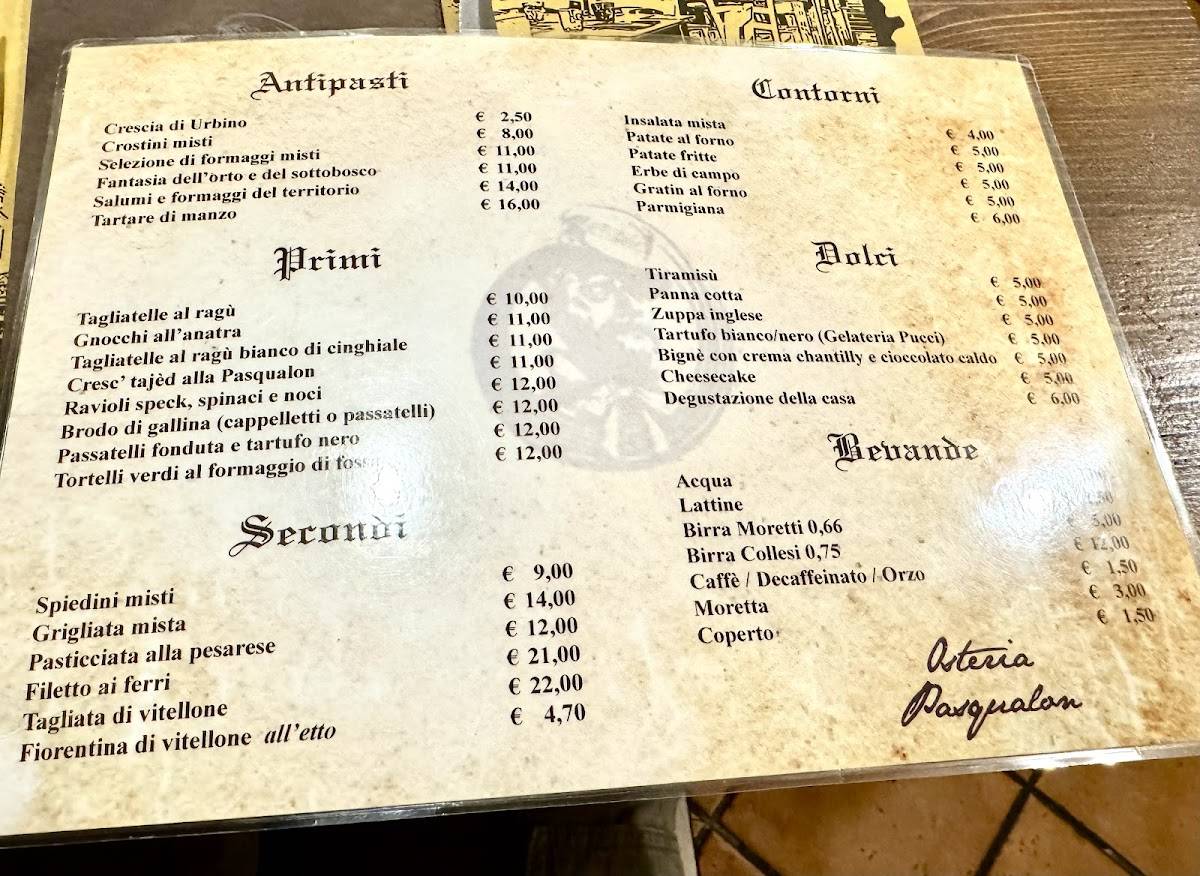 Menu di Osteria Pasqualon 