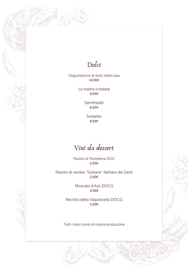 Menu di Trattoria del Cacciatore 