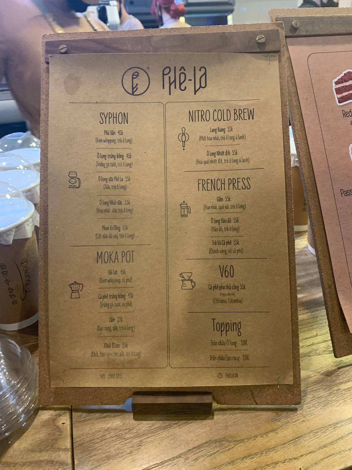 Menu at Phê La Thành Thái cafe, Hanoi, 04 - B1 P. Thành Thái