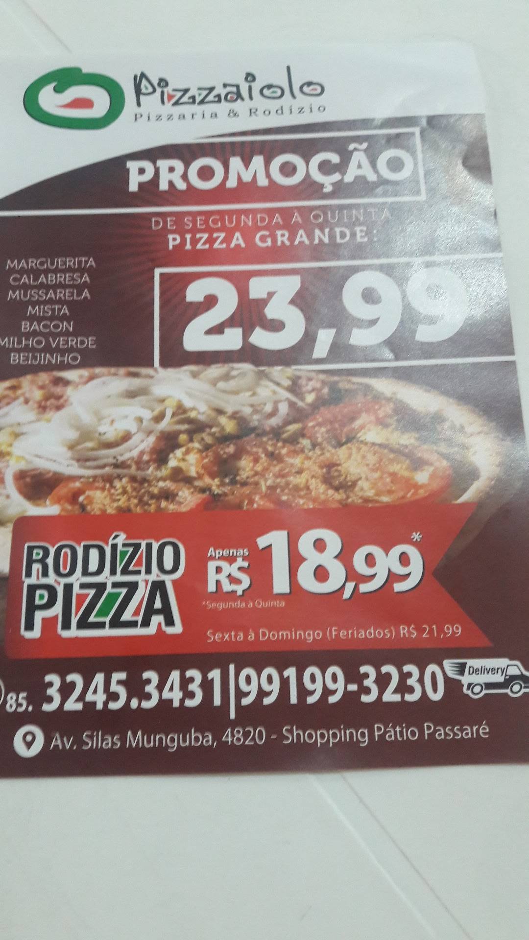 Piato Rodízio e Pizzaria cardápio