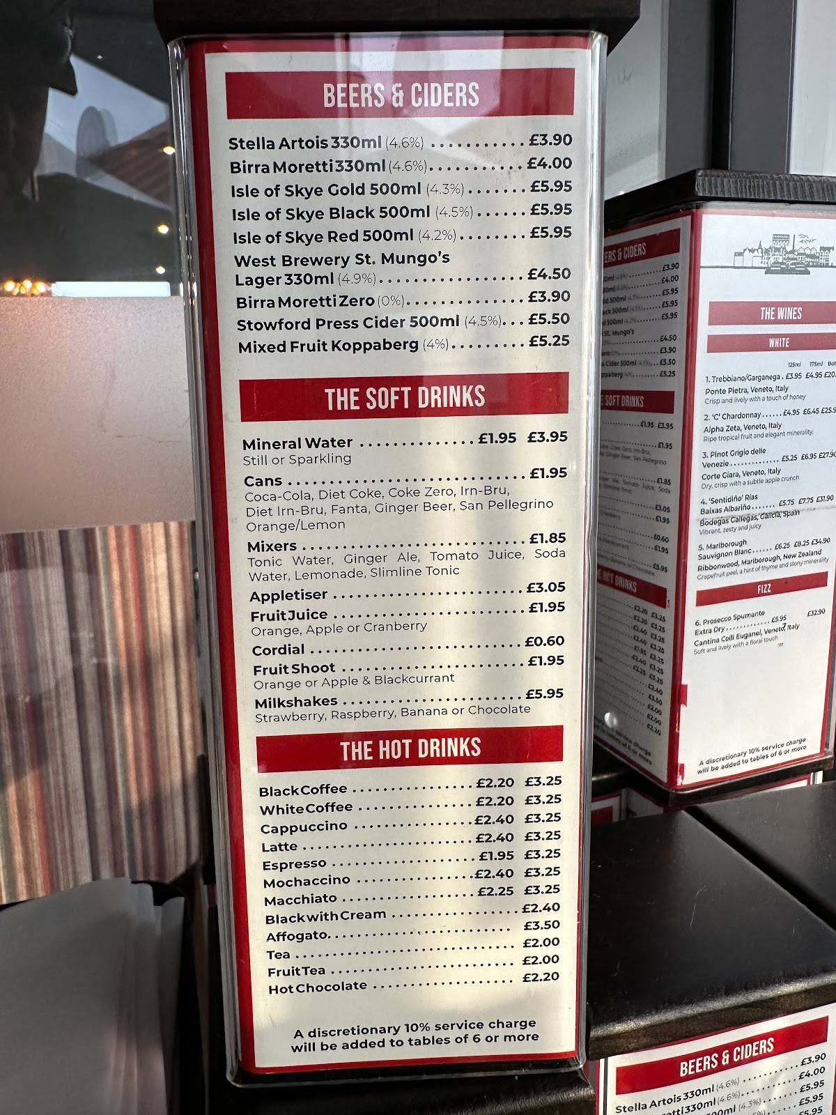 Menu at Piazza pizzeria, Oban