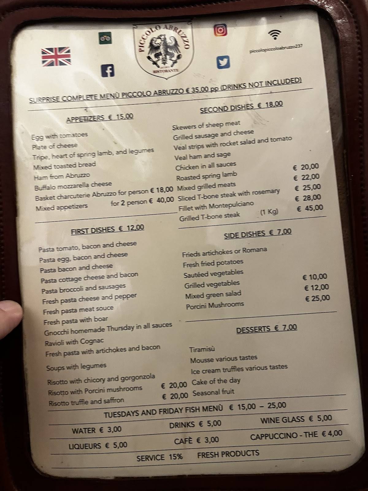 Menu di Piccolo Abruzzo 