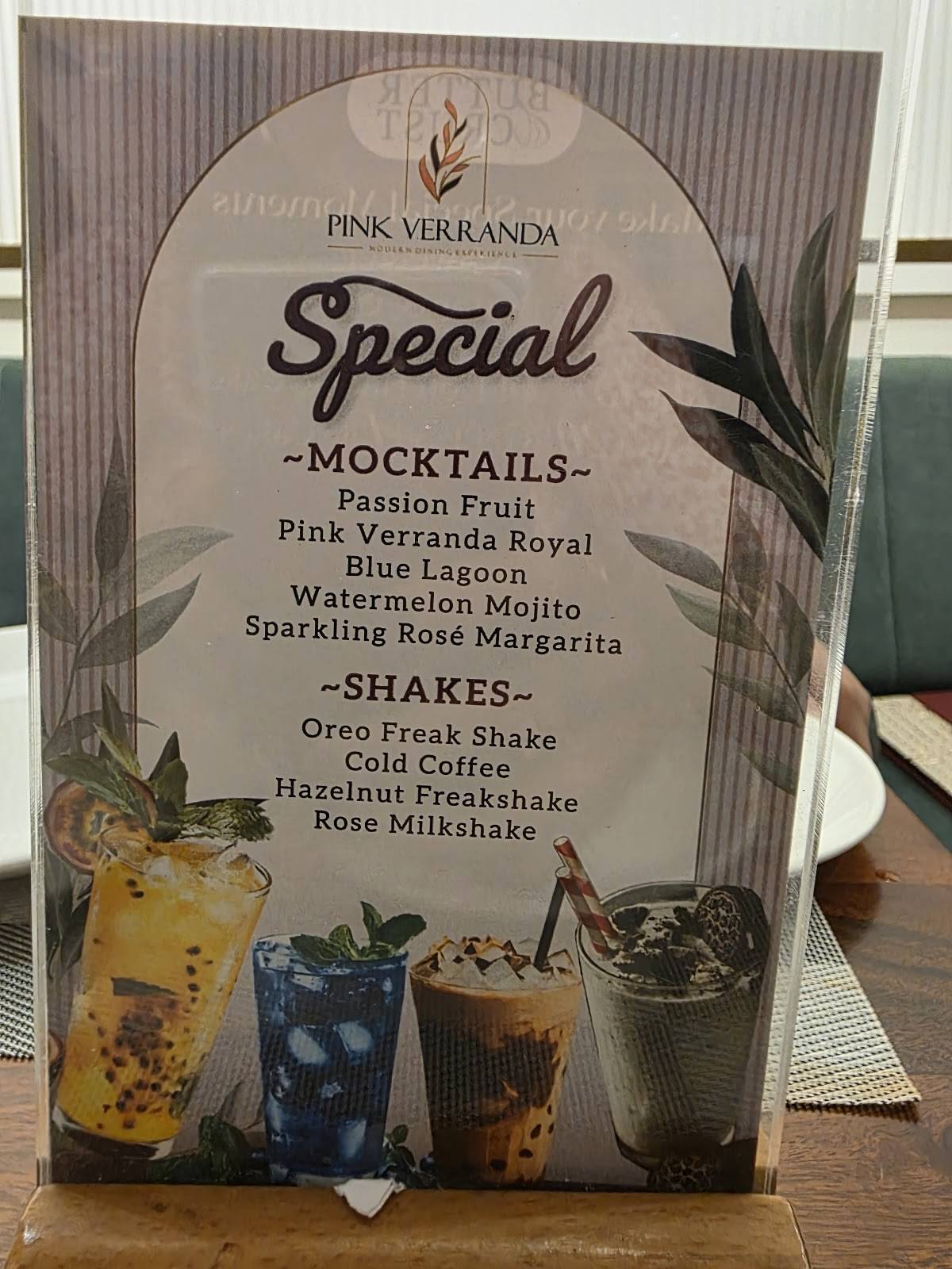 Pink Verranda - modern dining experience menu