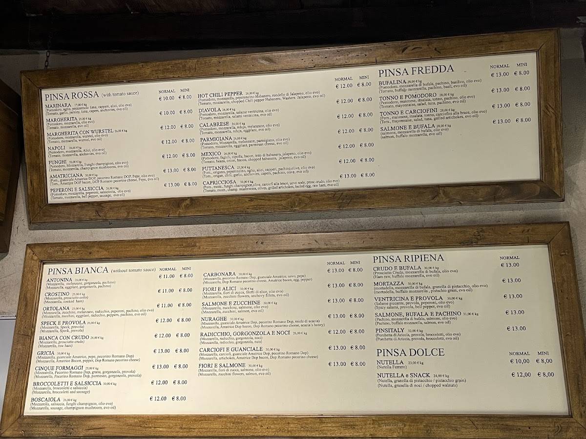 Menu di Pinsitaly Trevi 