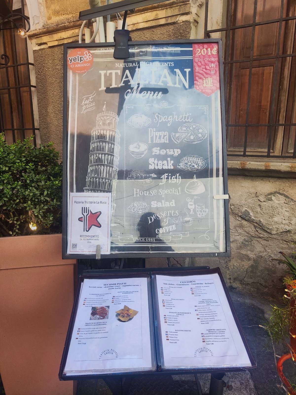 Menu di Pizzeria Trattoria La Buca 