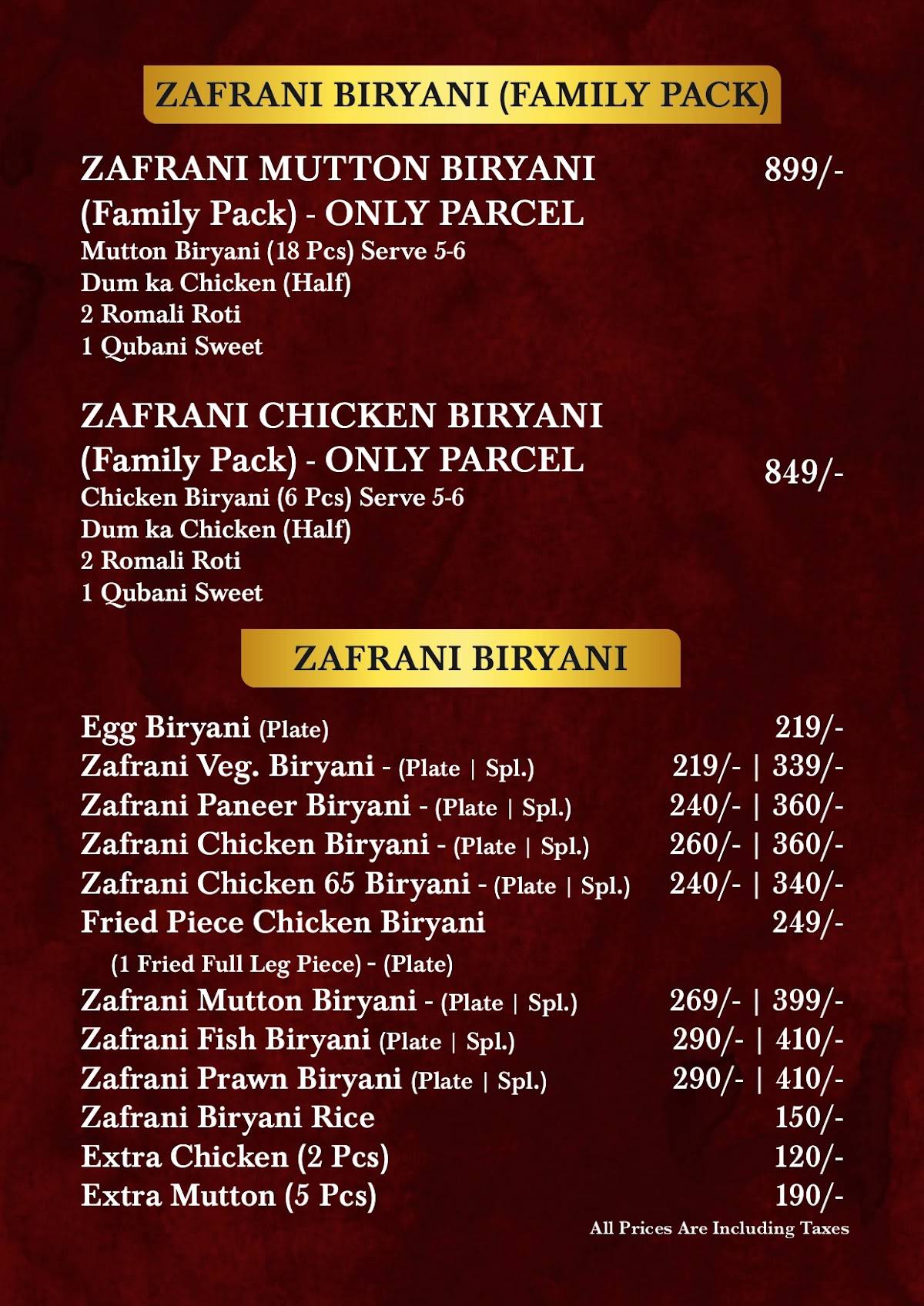 Menu at Pista House Uppal, Hyderabad