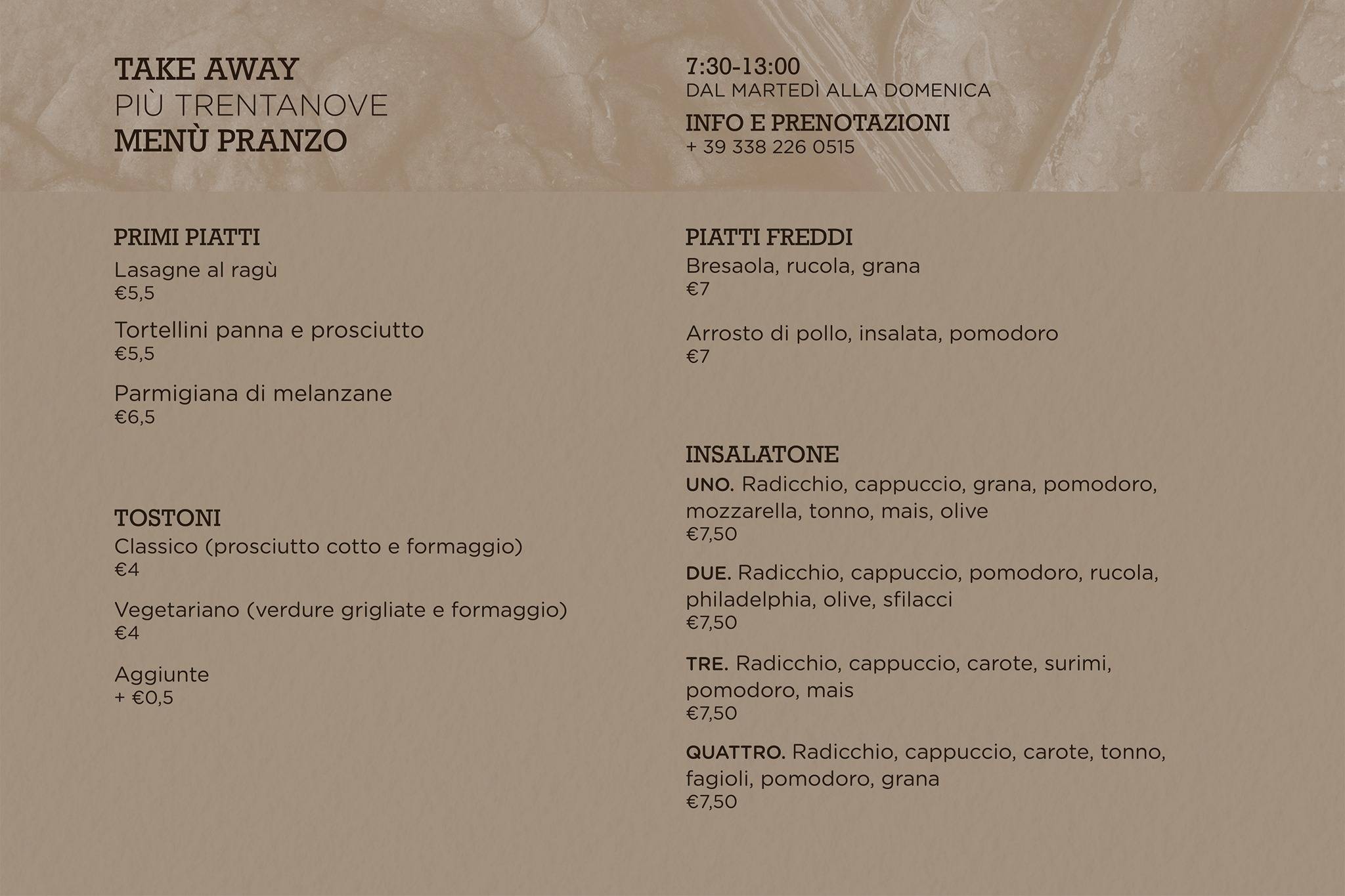 Menu di PIUTRENTANOVE +39 