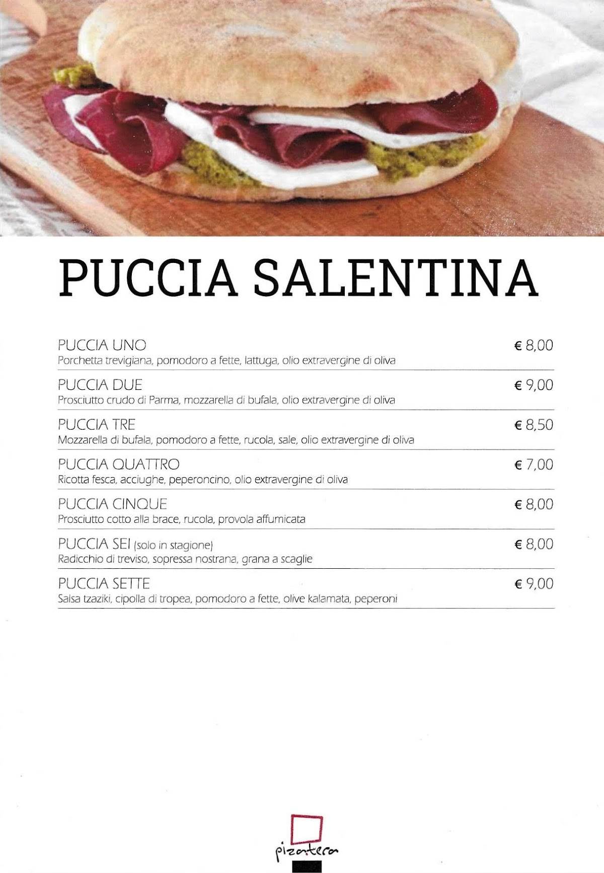 Menu di Pizateca 