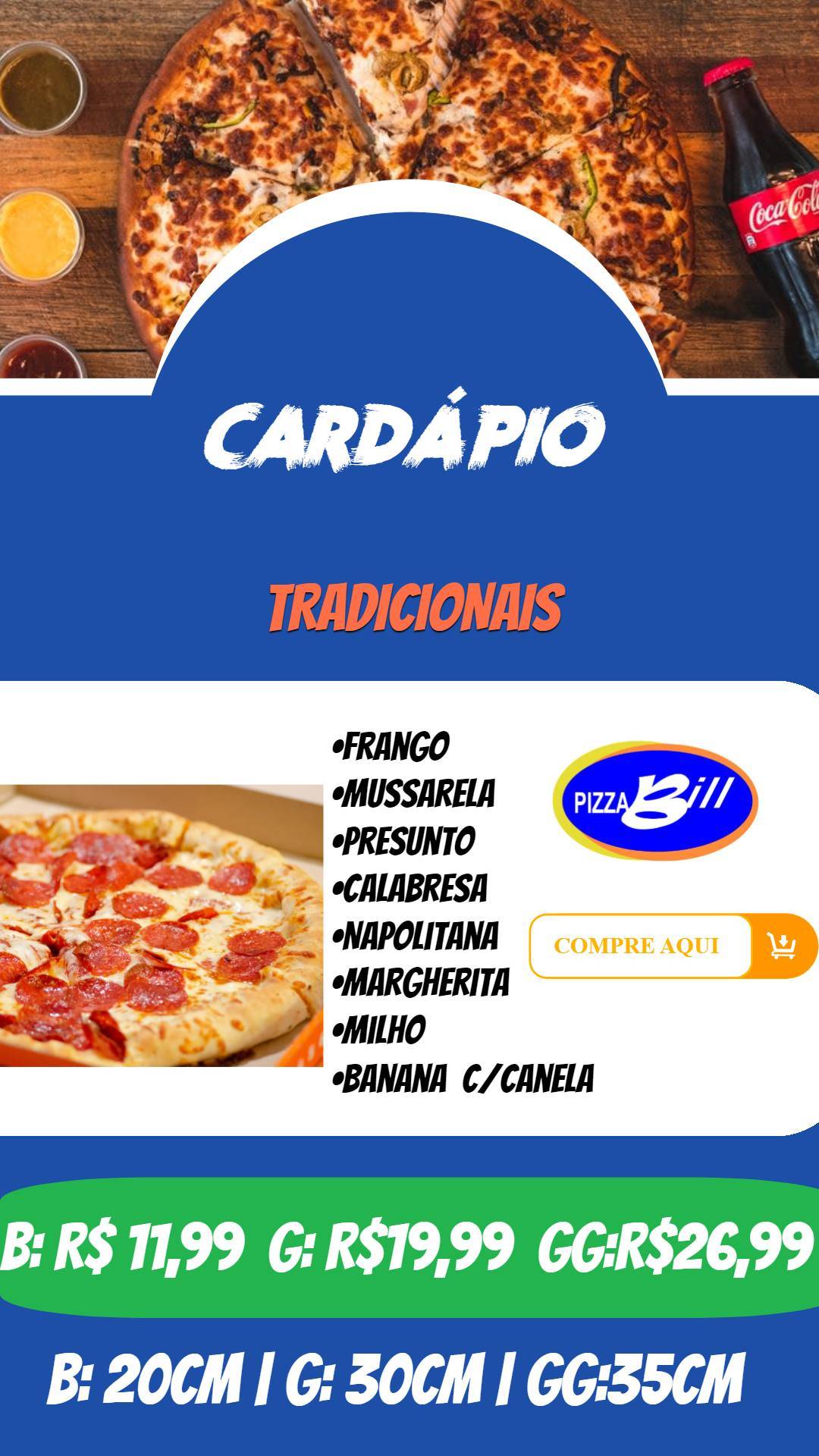 Pizza Bill cardápio
