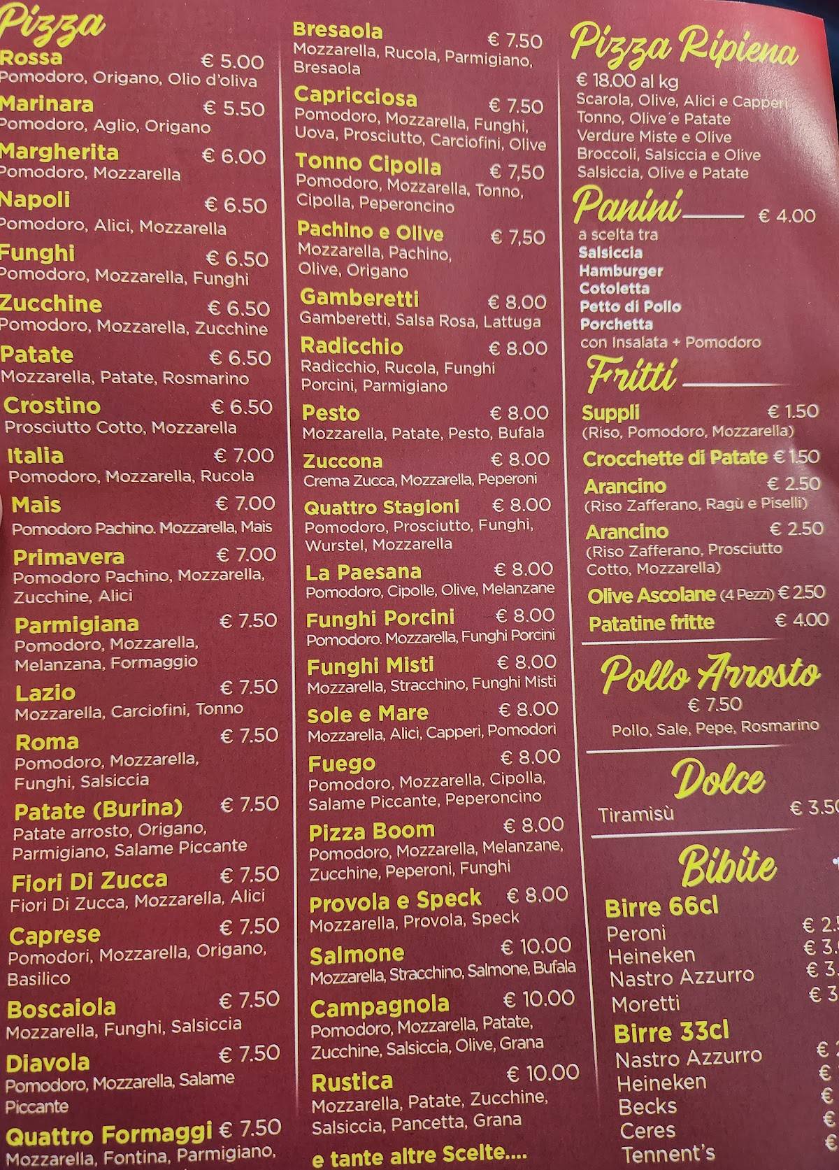 Menu di Pizza Boom 