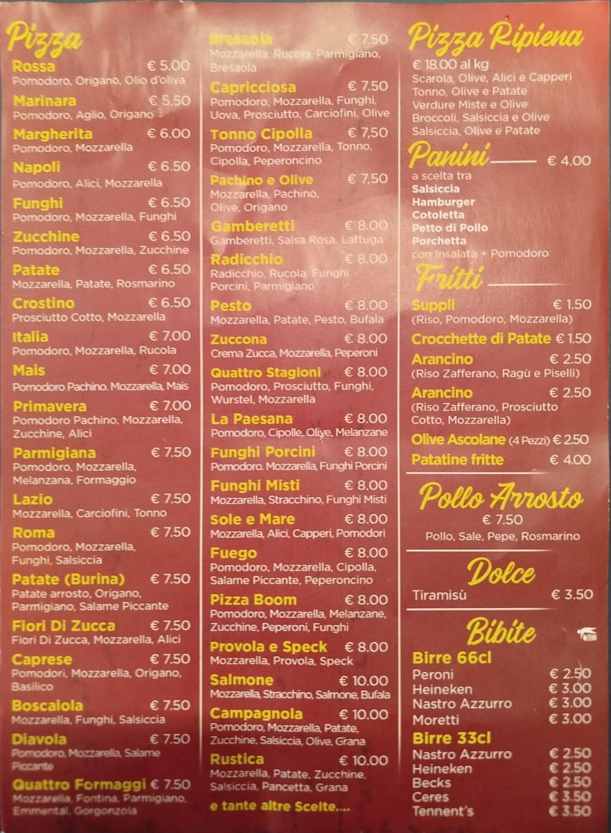 Menu di Pizza Boom 