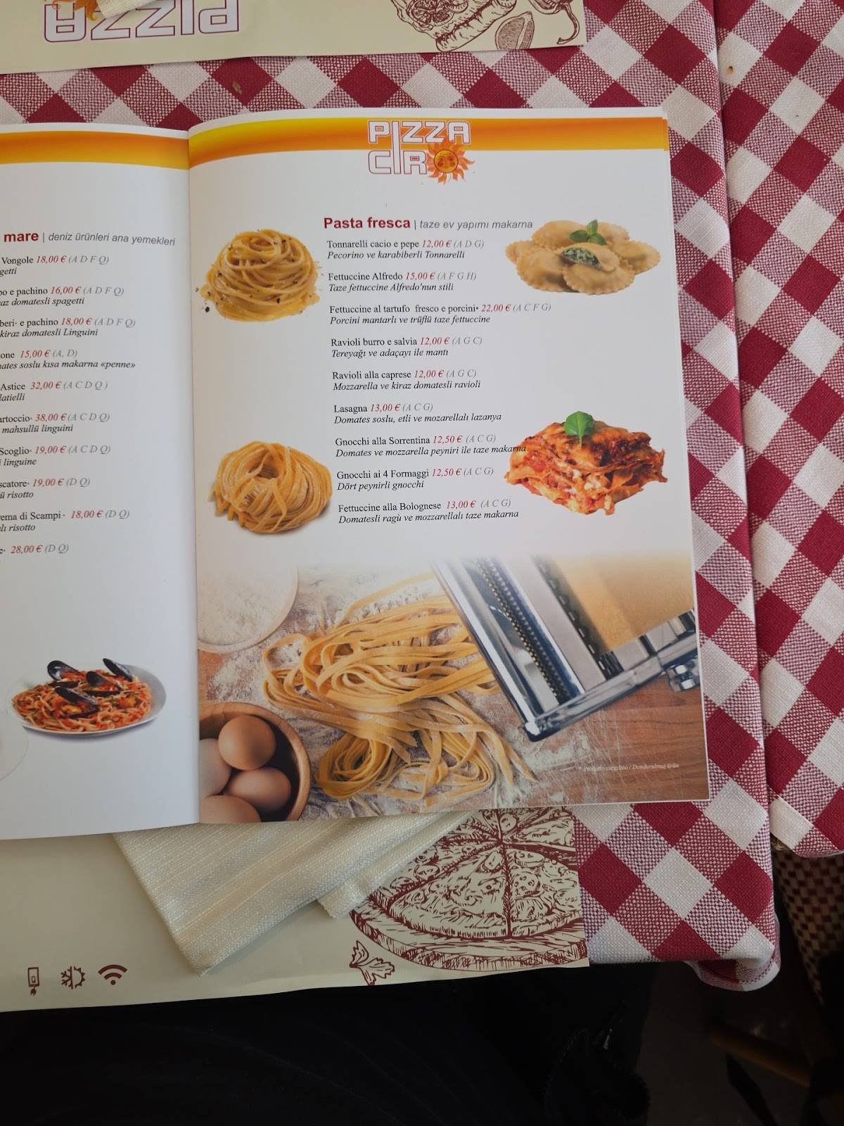 Menu di Pizza Ciro 