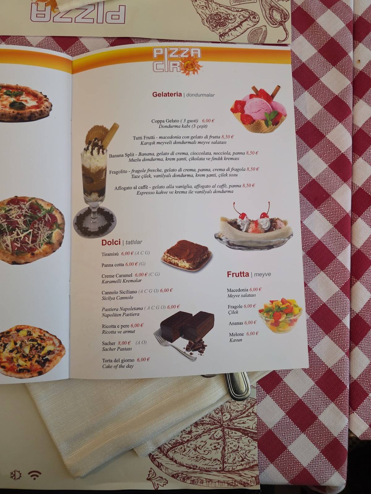 Menu di Pizza Ciro 