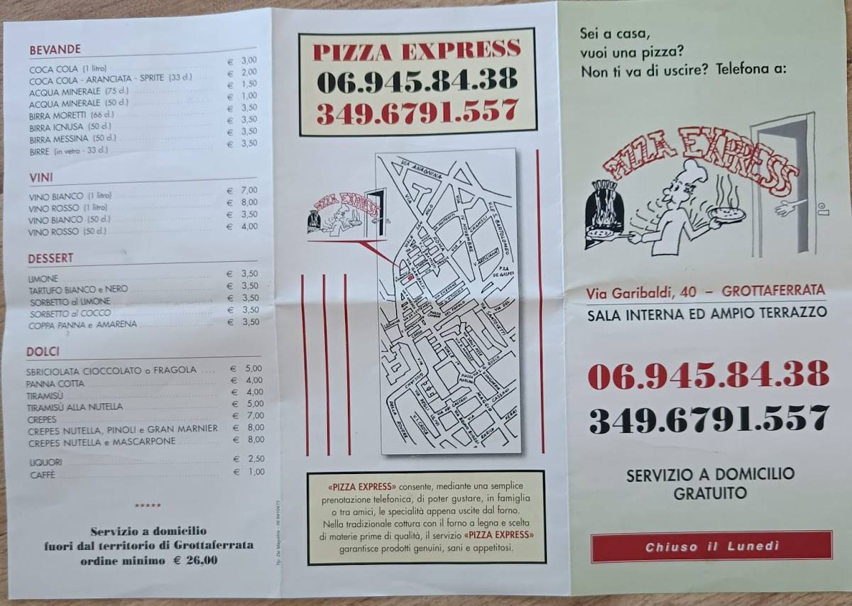 Menu di Pizza Express 