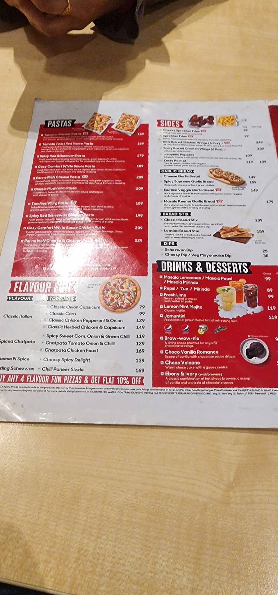 Pizza Hut Lingampally, Hyderabad menu