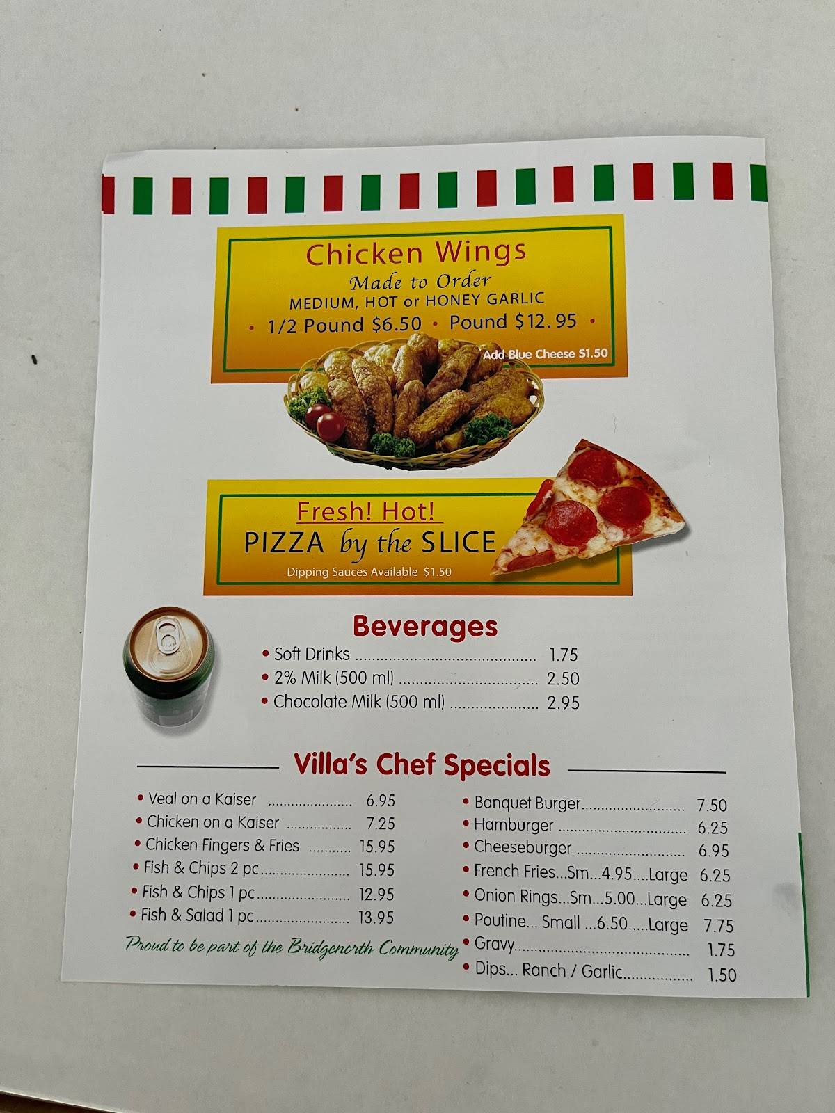 Menu at Pizza Villa & Pasta House pizzeria, Bridgenorth