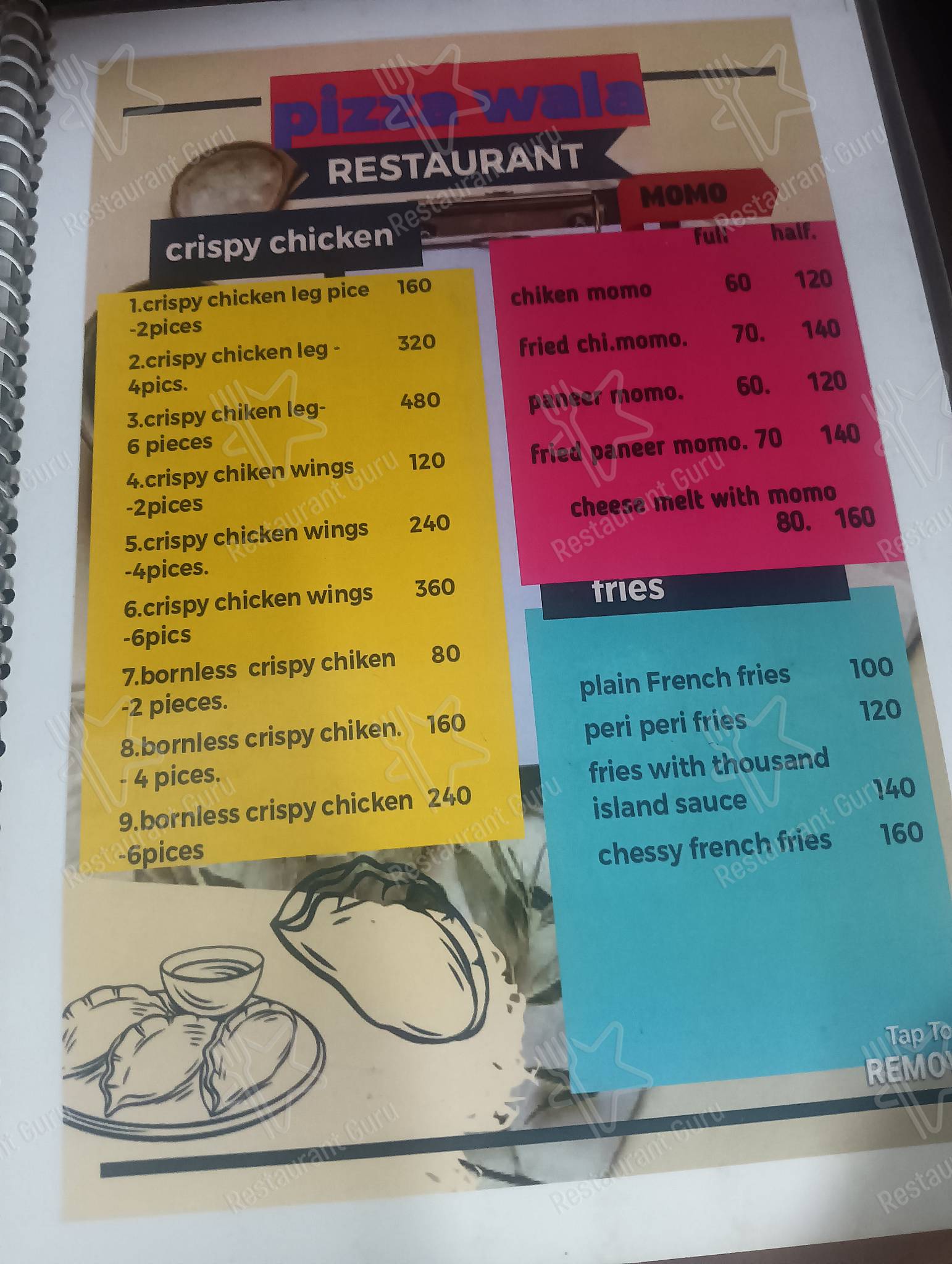 Pizza Wala menu - dishes and beverages