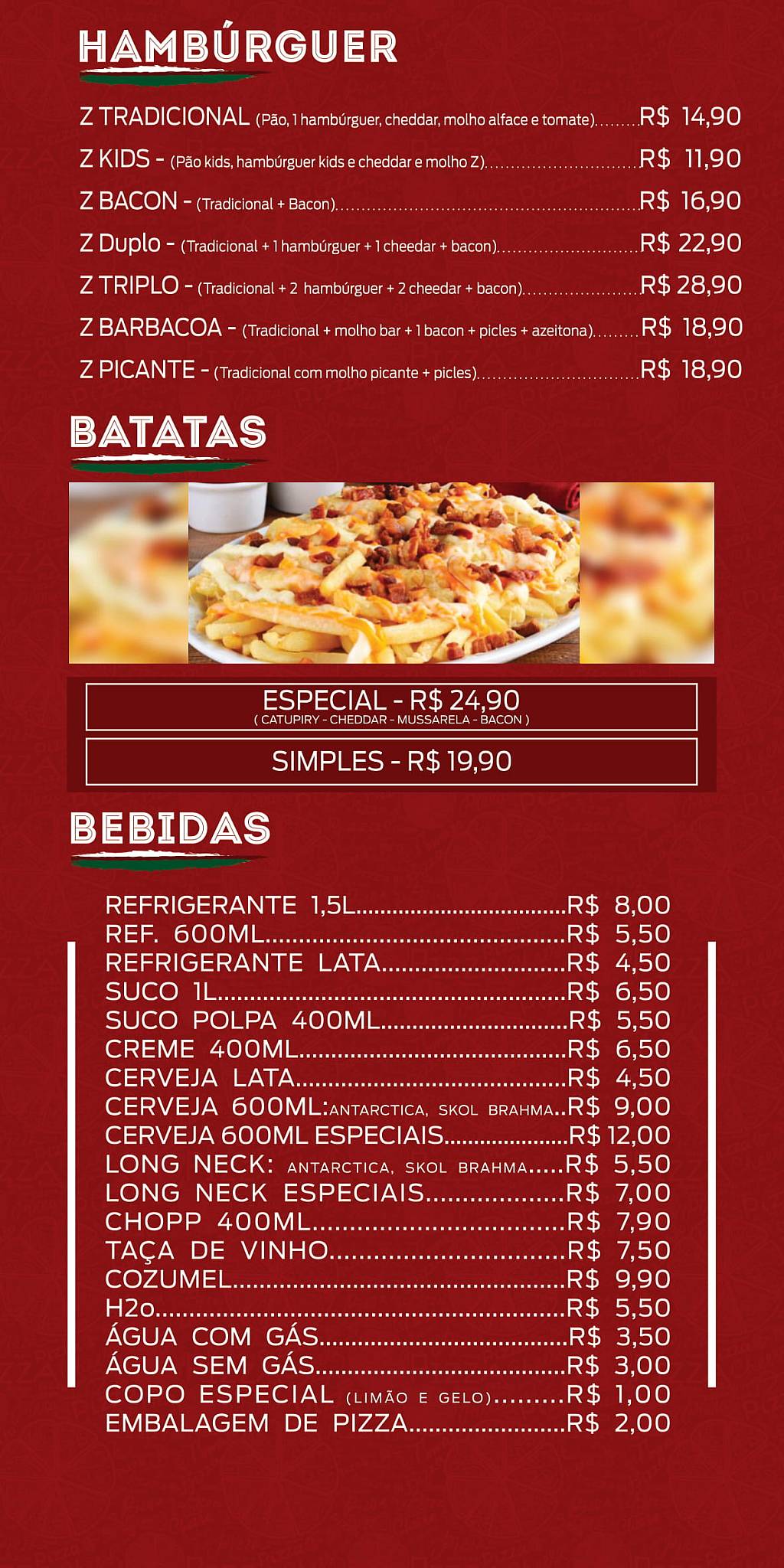 Pizza Z - Jd. Nova Esperança cardápio