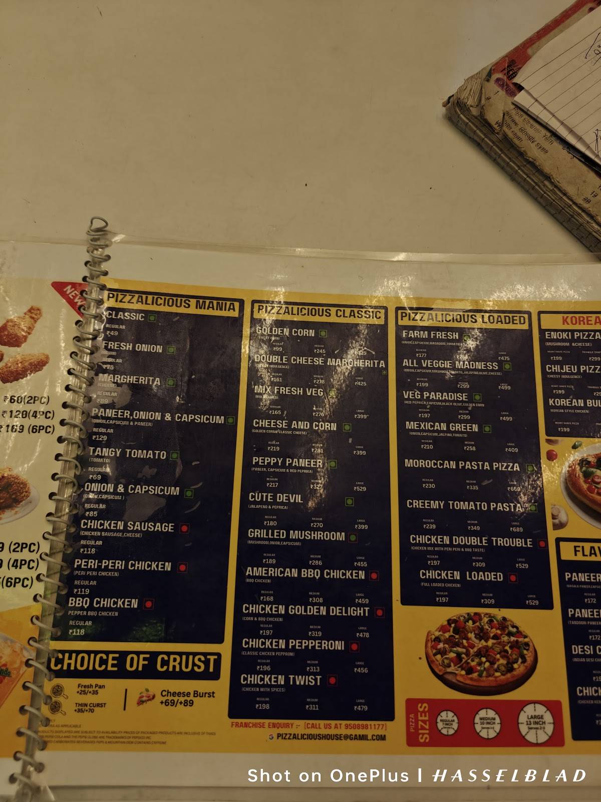 Pizzalicious House menu