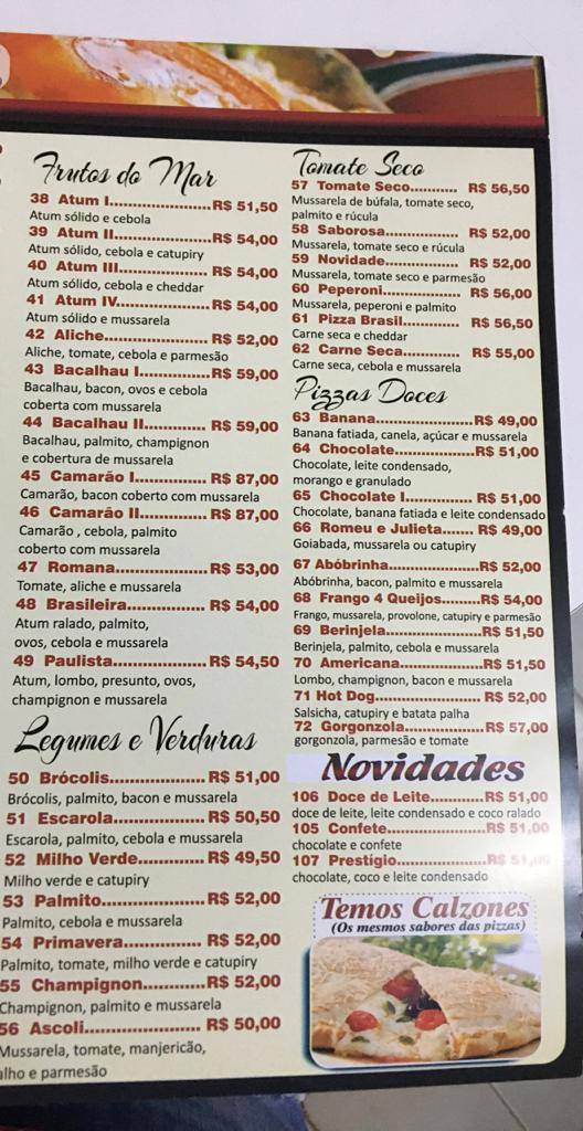Pizzaria Brasil cardápio